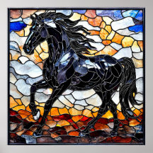 Cavalo preto de vitral