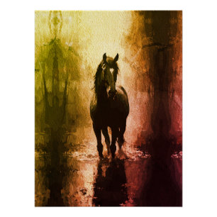 Póster Cavalo Preto Místico – Fantasia Equina Sombria