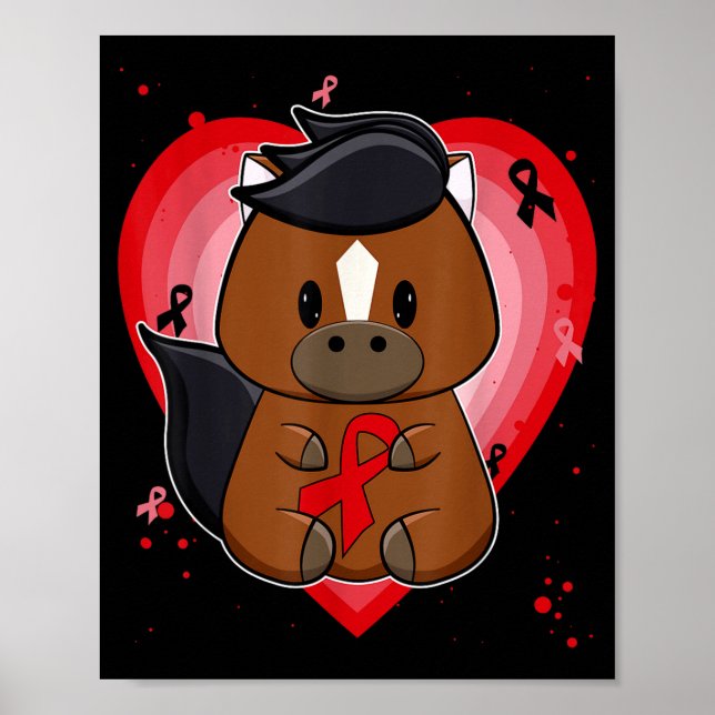 Poster Cavalo Puro-Sangue Com Fita Consciente da Doença C (Frente)