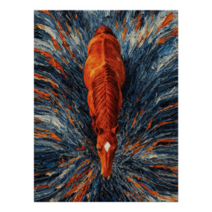 Póster Cavalo Radiante Vista Superior Vibrante Impasto Ab