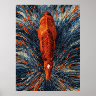 Poster Cavalo Radiante Vista Superior Vibrante Impasto Ab