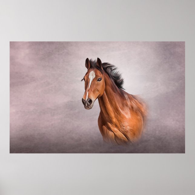 Poster Cavalo retrato de desenho (Frente)