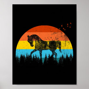 Poster Cavalo Retro Vintage Na Floresta - Horseback Ridi