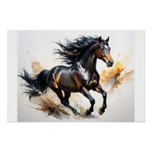 Póster Cavalo selvagem abstrato em movimento