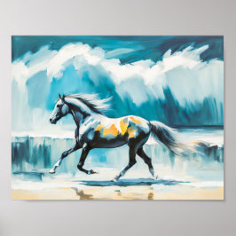 Poster Cavalo selvagem correndo ao longo da costa