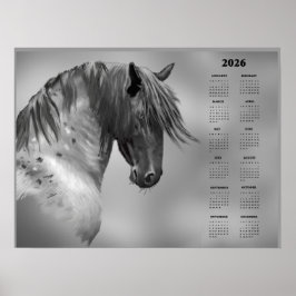 Poster Cavalo Tordo Manchado Calendário Anual (Semi-Brill