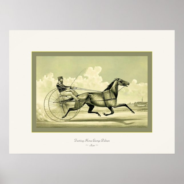 Póster Cavalo Trotting George Palmer ~ 1870 (Frente)