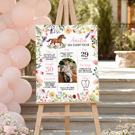 Poster Cavalo Wildflower Primeiro Ano Foto Milestone Post