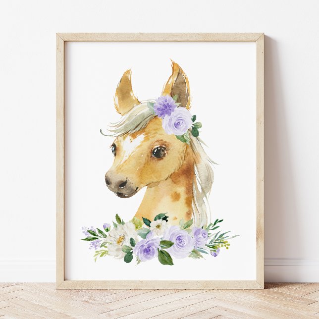 Poster Cavalos, Animais De Criação, Flores Liláticas, Neu (Criador carregado)