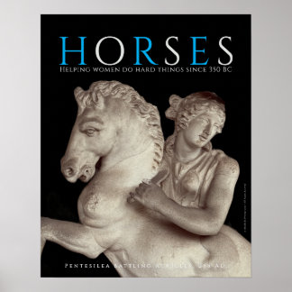 Poster "CAVALOS" Cartaz de Arte com Amazona Grega Antiga