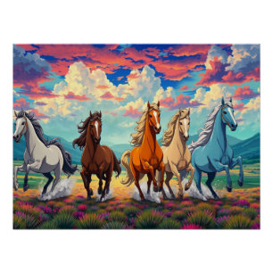 Póster Cavalos Causados Gratuitamente
