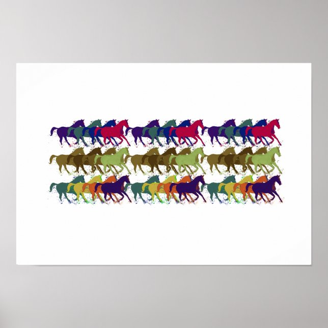 Póster cavalos coloridos (Frente)
