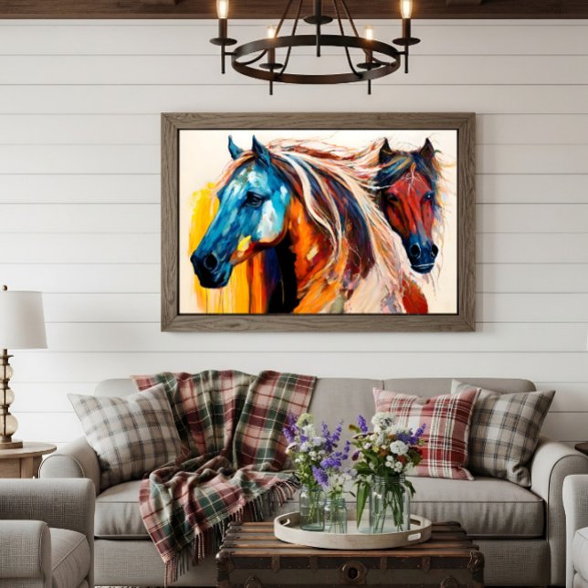 Poster Cavalos Coloridos Arte Vibrante (Criador carregado)