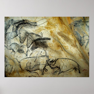 Póster Cavalos da caverna de Chauvet e a outra pintura