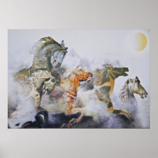 PÓSTER CAVALOS DE CAROUSEL PINTADOS SELVAGENS