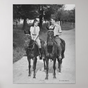 Póster Cavalos de equitação do casal