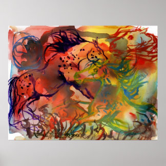 Poster Cavalos de Fogo Selvagens Abstrato