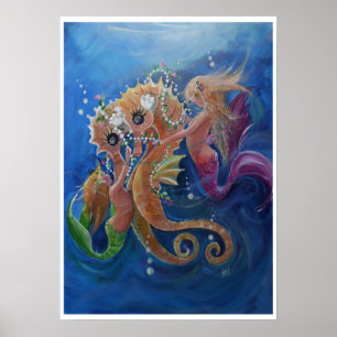 Póster Cavalos de mar acima vestidos