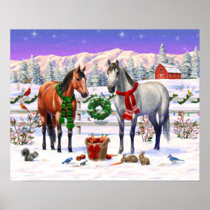 Poster Cavalos de Natal na neve
