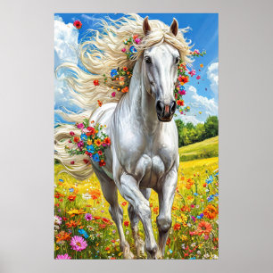 Poster Cavalos e flores