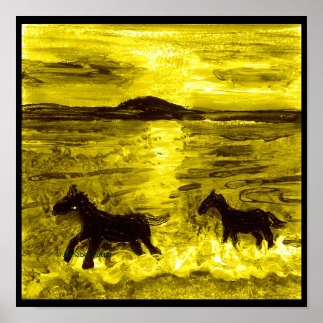 Poster Cavalos em equídeos de Ouro (Frente)