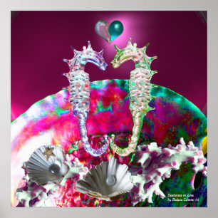 Poster CAVALOS-MARINHOS APAixonados, MADREPÉROLA ROSA AZU