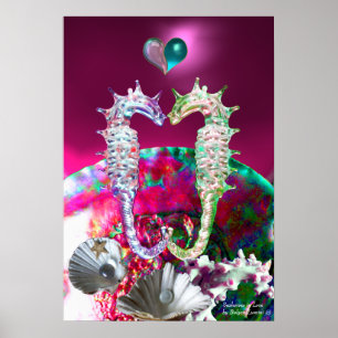 POSTER CAVALOS-MARINHOS APAIXONADOS, MÃE DE PÉROLA AZUL T