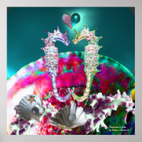 CAVALOS-MARINHOS APAIXONADOS, MÃE-PEROLA ROSA AZUL