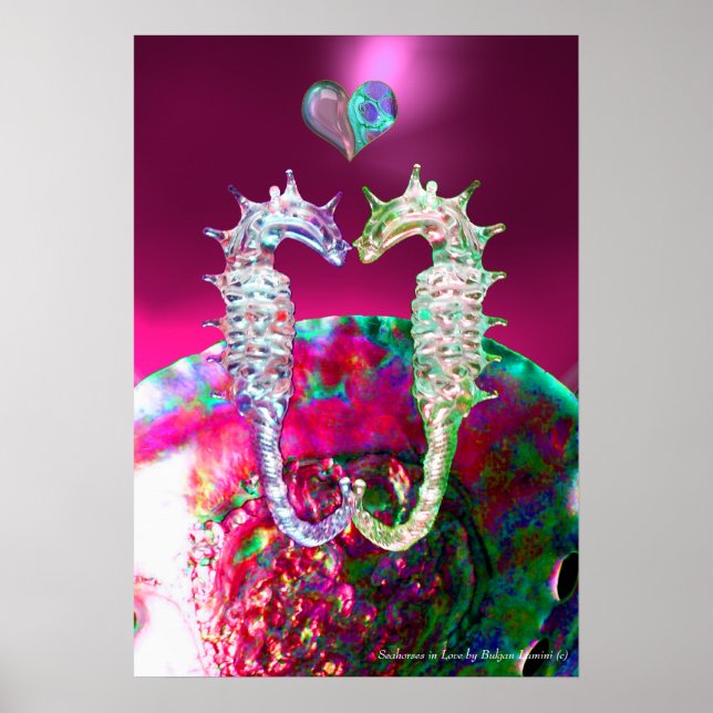PÓSTER CAVALOS-MARINHOS APAIXONADOS PINK FUCHSIA MÃE DE P (Frente)