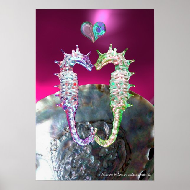 PÓSTER CAVALOS-MARINHOS APAIXONADOS PINK FUCHSIA MÃE DE P (Frente)