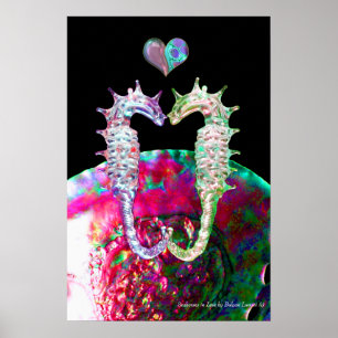 POSTER CAVALOS-MARINHOS NO AMOR E MÃE DE PÉROLA ROSA