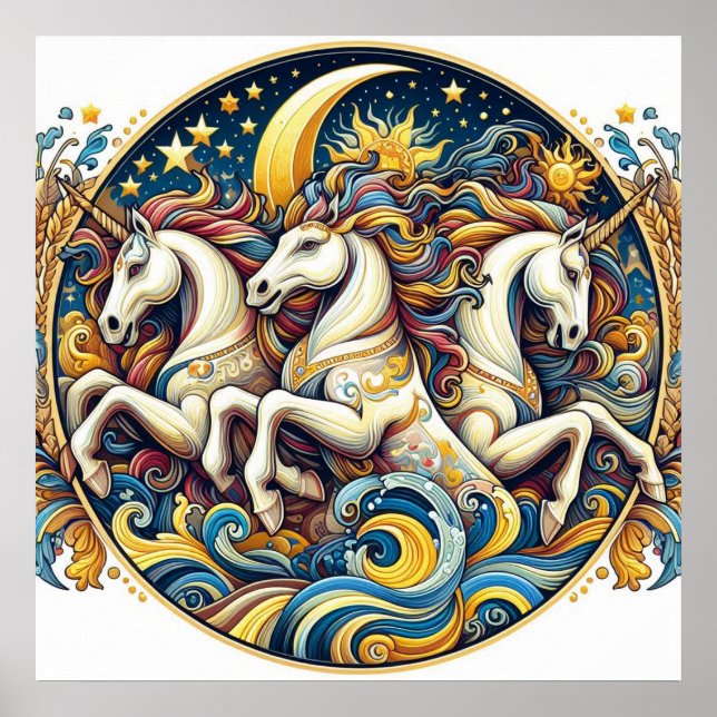 Poster "Cavalos místicos lindos" 26 (Frente)