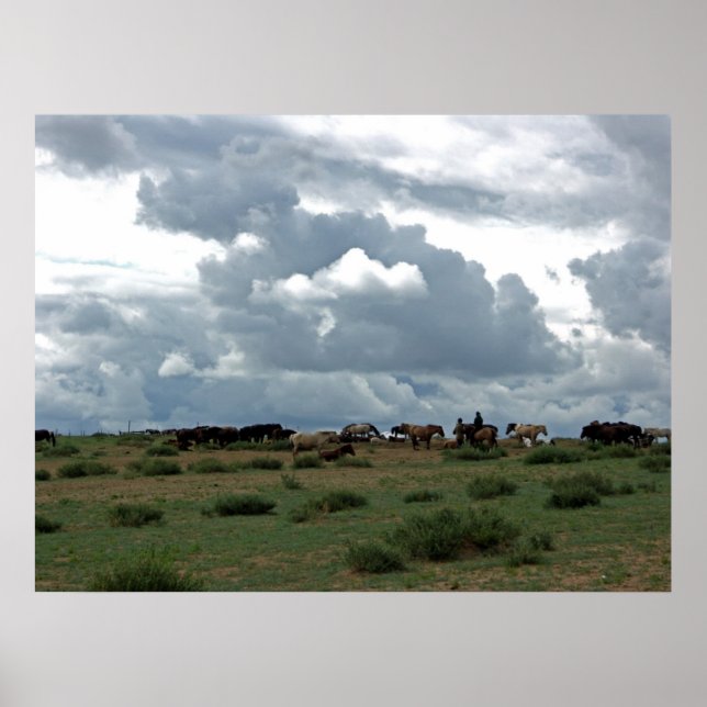 Póster Cavalos mongoleses (Frente)