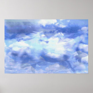 Póster Cavalos-nuvens