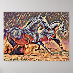 Poster Cavalos selvagens abstrato de Arte Ocidental