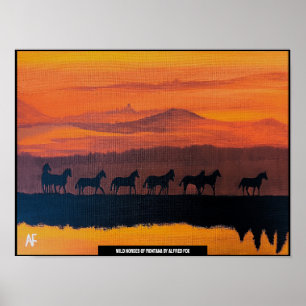 Poster Cavalos Selvagens de Montana pintando por Alfred F
