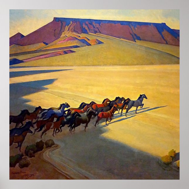 Poster “Cavalos Selvagens de Nevada” por Maynard Dixon (Frente)