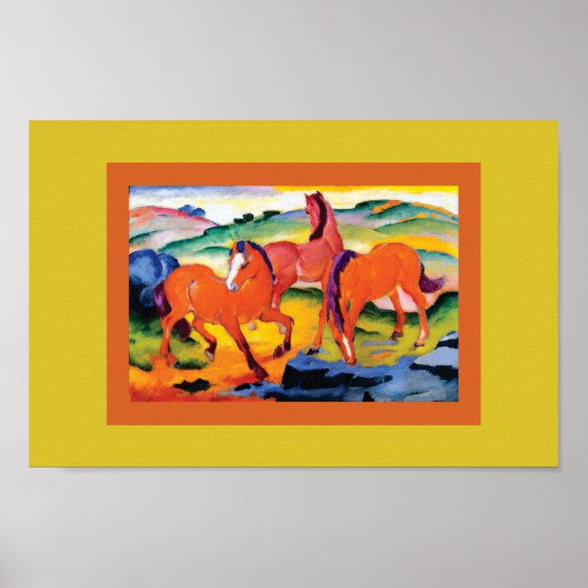 Poster Cavalos Vermelhos de Franz Marc (Frente)