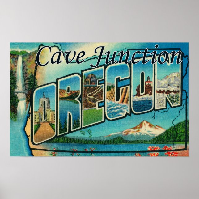 Poster Cave Junction, Oregon - Cenas com Letras Grandes (Frente)