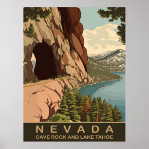Poster Cave Rock and Lake Tahoe Nevada, Viagem