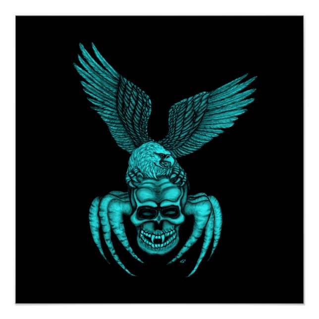Póster Caveira-aranha com águia (Frente)