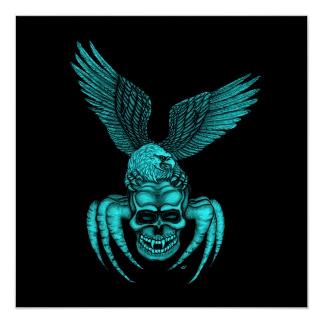 Póster Caveira-aranha com águia (Frente)