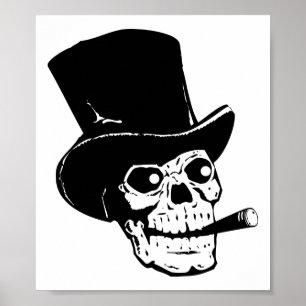 Póster Caveira com chapéu superior