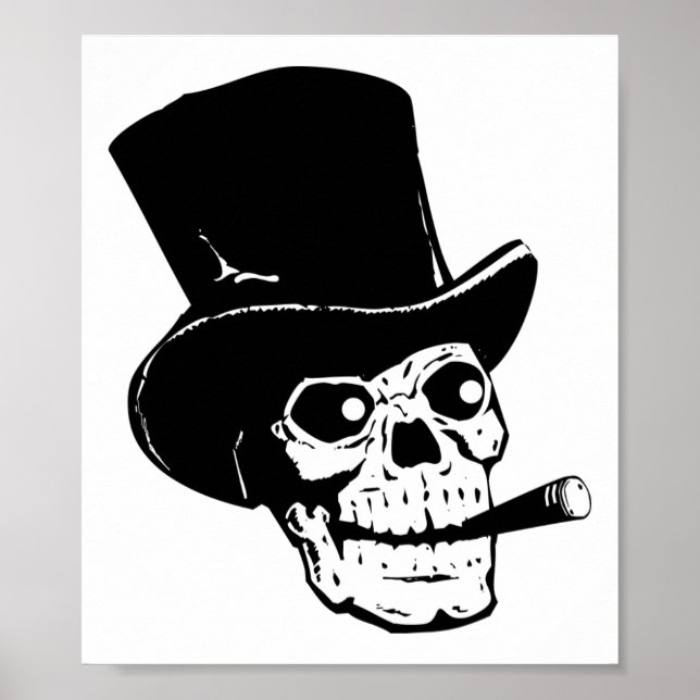 Póster Caveira com chapéu superior (Frente)
