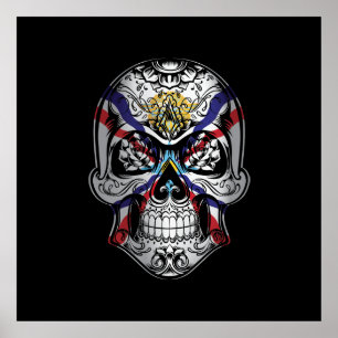 Poster Caveira Da Assíria E Bandeira Da Rosa