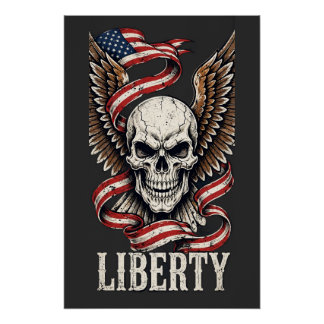 Póster Caveira da Liberdade e Águia
