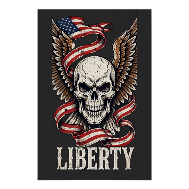 Póster Caveira da Liberdade e Águia (Frente)