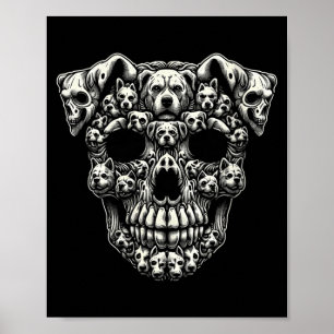 Poster Caveira de Cachorro Feminina Raio-X Halloween Esqu