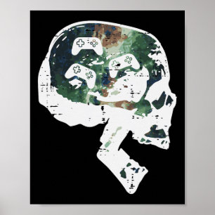 Poster Caveira de Gamer Vídeo Engraçado Jogos Homens Meni