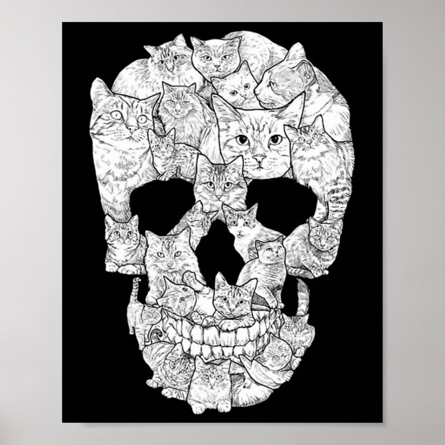 Poster Caveira de Gato - Ideia de fantasia do Halloween d (Frente)
